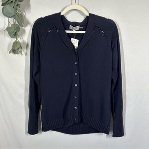 NWT Teri Jon | Cotton Navy Blue Button Down Cardigan Women’s Size Medium